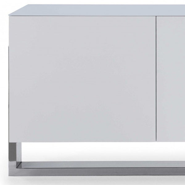 HomeRoots 91" White Glass Frame Console Table - Sleek Minimalist Design for Modern Entryway and Living Spaces 320857
