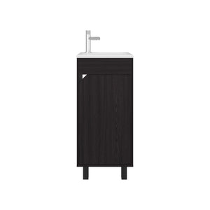 English Elm Bathroom Sleek Single-Door Vanity with Integrated Sink — Modern Minimalist Engineered Wood Storage, Durable & Eco-Friendly Black 33.86 L x 18.9 W x 11.42 H B097P296887