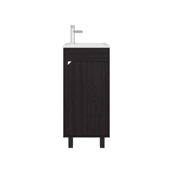 English Elm Bathroom Sleek Single-Door Vanity with Integrated Sink — Modern Minimalist Engineered Wood Storage, Durable & Eco-Friendly Black 33.86 L x 18.9 W x 11.42 H B097P296887
