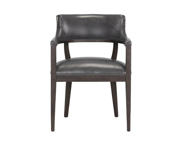 Sunpan Brylea Dining Armchair - Stylish Leather Accent Chair for Dining Room or Living Space Comfort Brown / Brentwood Charcoal Leather