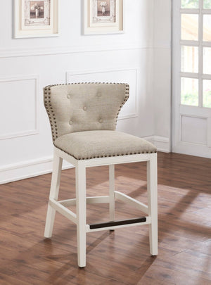 Comfort Pointe Carena White and Beige Counter Stool Beige seat / White base