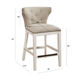 Comfort Pointe Carena White and Beige Counter Stool Beige seat / White base