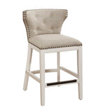 Comfort Pointe Carena White and Beige Counter Stool Beige seat / White base