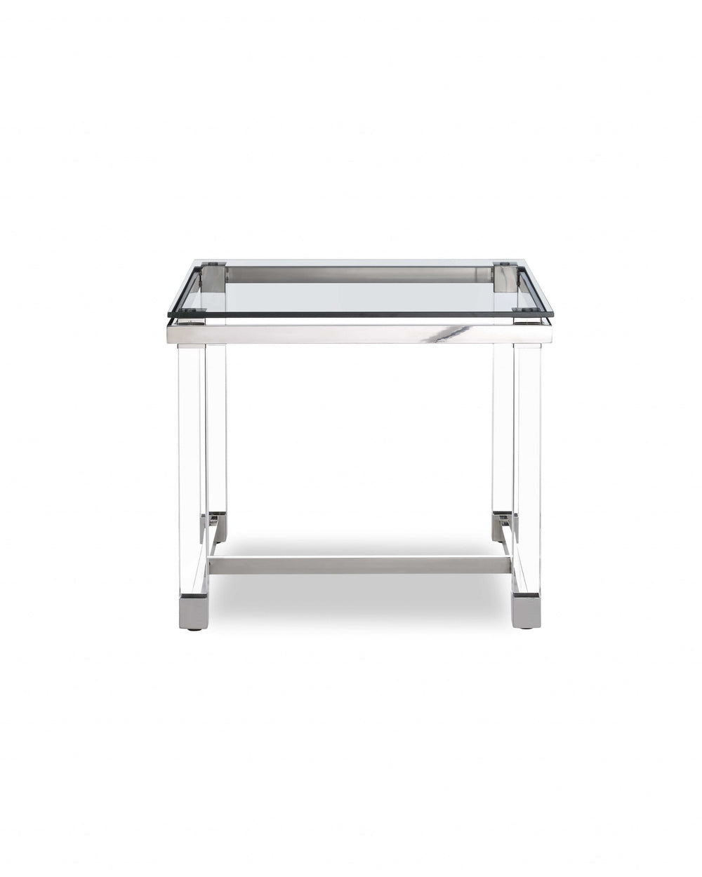 Homeroots 20" Silver And Clear Glass Square End Table   320905