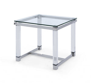 Homeroots 20" Silver And Clear Glass Square End Table   320905