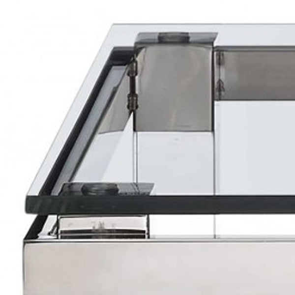 Homeroots 20" Silver And Clear Glass Square End Table   320905