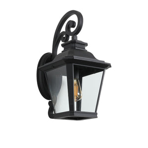 English Elm 21"(h) Matte Black Aluminum Scroll Outdoor Wall Sconce Clear Glass Lantern for Porch W2312P415981