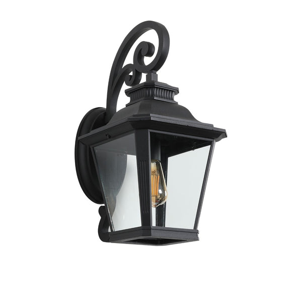 English Elm 21"(h) Matte Black Aluminum Scroll Outdoor Wall Sconce Clear Glass Lantern for Porch W2312P415981