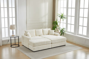 English Elm Modern Sectional Couch - Cozy 2-Piece Corduroy Slipcovers With Throw Pillows For Stylish Living Spaces W2915S00030