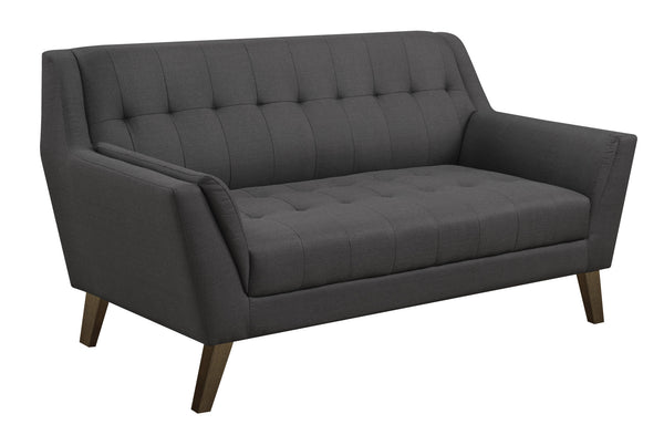 English Elm Wallace & Bay - Gray Loveseat — Mid-Century Modern Charcoal Pebble Fabric Sofa, Easy-Care, Compact 65.3"W Stylish B361P384451