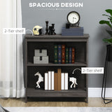 English Elm Homcom Industrial Style Corner Open Bookshelf With Storage Shelves and Metal X Bar Frame For Living Room, Dark Grey