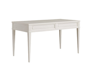 Lexington Sligh Valencia Writing Desk - Coastal Elegance With Brisa Leather Top And Three Full-extension Drawers Creamy White Wood 320-412