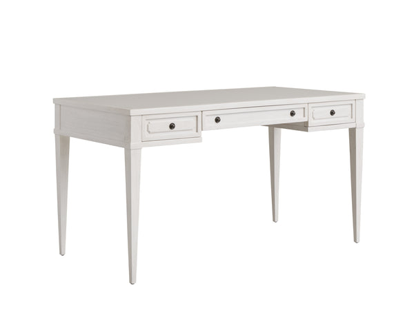 Lexington Sligh Valencia Writing Desk - Coastal Elegance With Brisa Leather Top And Three Full-extension Drawers Creamy White Wood 320-412