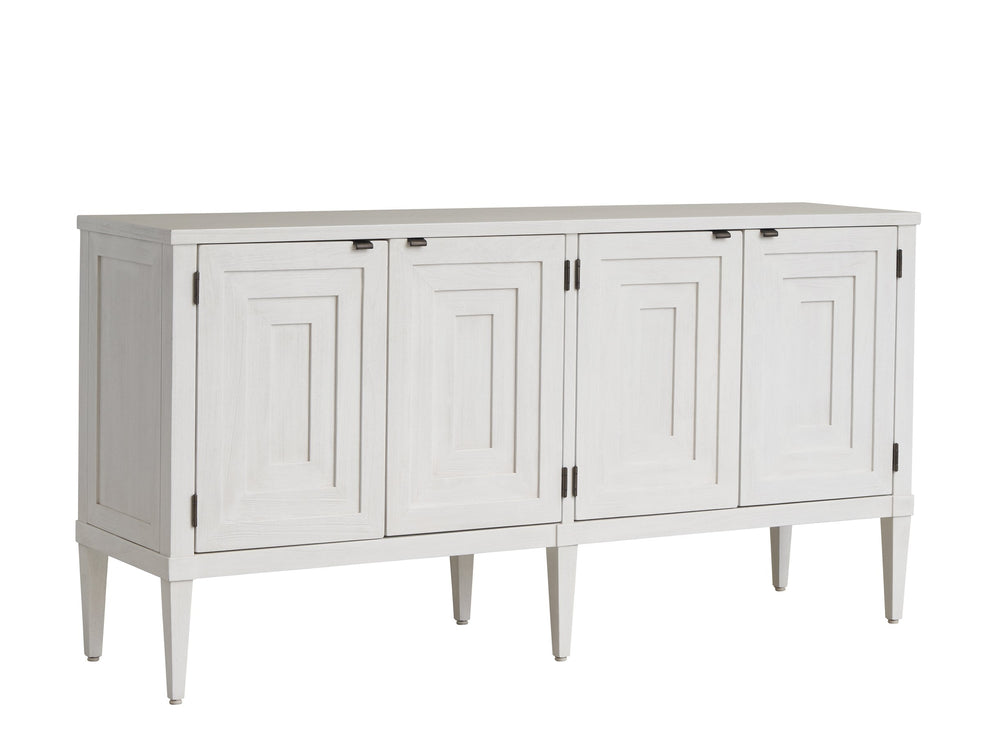 Lexington Sligh Clearwater Media Console - Elegant Coastal Design With Adjustable Shelves And Aged Pewter Accents Creamy White Wood 320-660