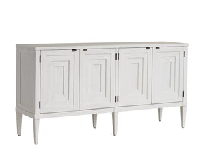 Lexington Sligh Clearwater Media Console - Elegant Coastal Design With Adjustable Shelves And Aged Pewter Accents Creamy White Wood 320-660