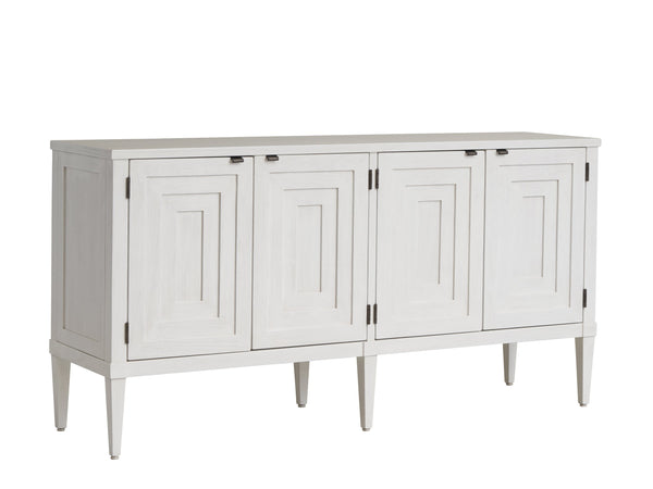 Lexington Sligh Clearwater Media Console - Elegant Coastal Design With Adjustable Shelves And Aged Pewter Accents Creamy White Wood 320-660
