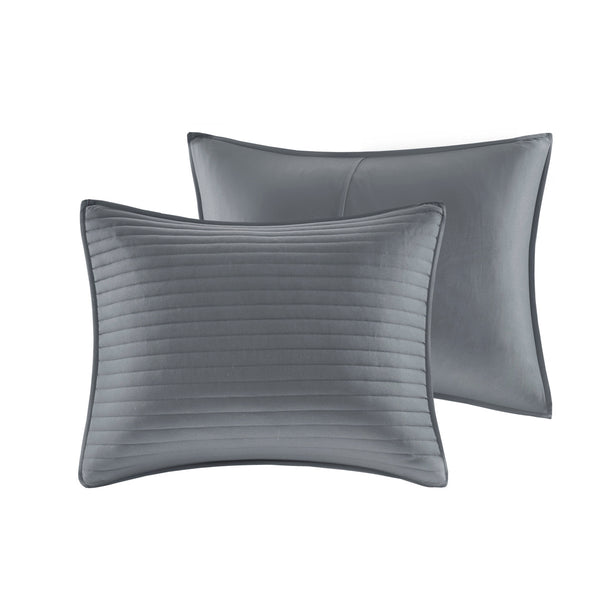 English Elm 8 Piece Printed Seersucker Comforter & Quilt Set In Yellow/Gray For Full/Queen – Cozy & Stylish! B03597254