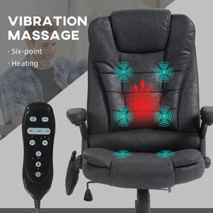 English Elm HOMCOM Executive Massage Office Chair with 6-Point Vibration, Lumbar Heat, Tilt & Ergonomic Support Black W2225P173839