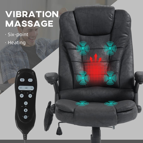 English Elm HOMCOM Executive Massage Office Chair with 6-Point Vibration, Lumbar Heat, Tilt & Ergonomic Support Black W2225P173839