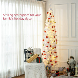 English Elm Homcom 8' Slim Noble Fir Pre-Lit Christmas Tree With 300 Led Lights - Perfect For Small Spaces! W2225P249659
