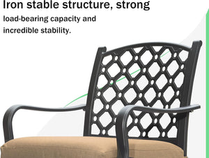 English Elm Outdoor 7-Piece Patio Dining Set With Swivel Chairs, Removable Cushions & Antique Bronze Frame For Elegance W1859S00113-GIGA
