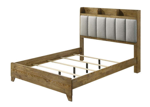 English Elm Garcia Upholstered Eastern King Bed Solid Rubberwood Frame with Built-in Usb Charging B2756S00024