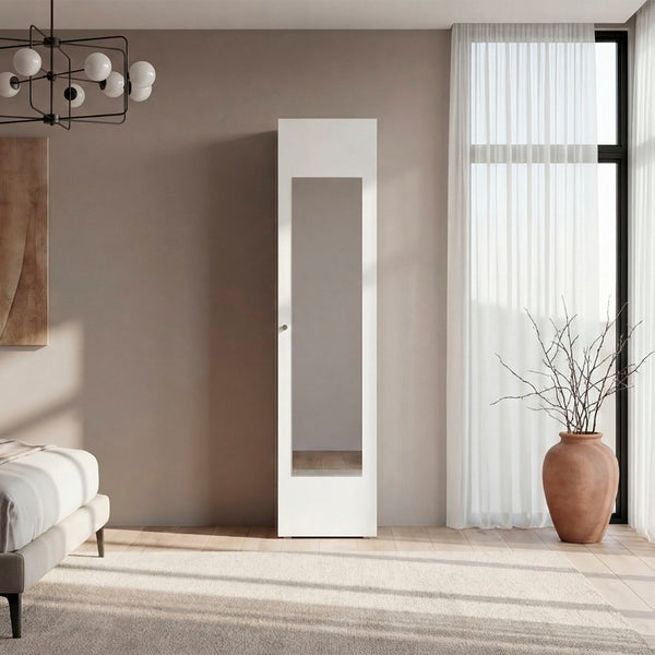 English Elm Kotlik Slim Dark Walnut Wardrobe with Four Shelves for Bedroom or Entryway B097P480463