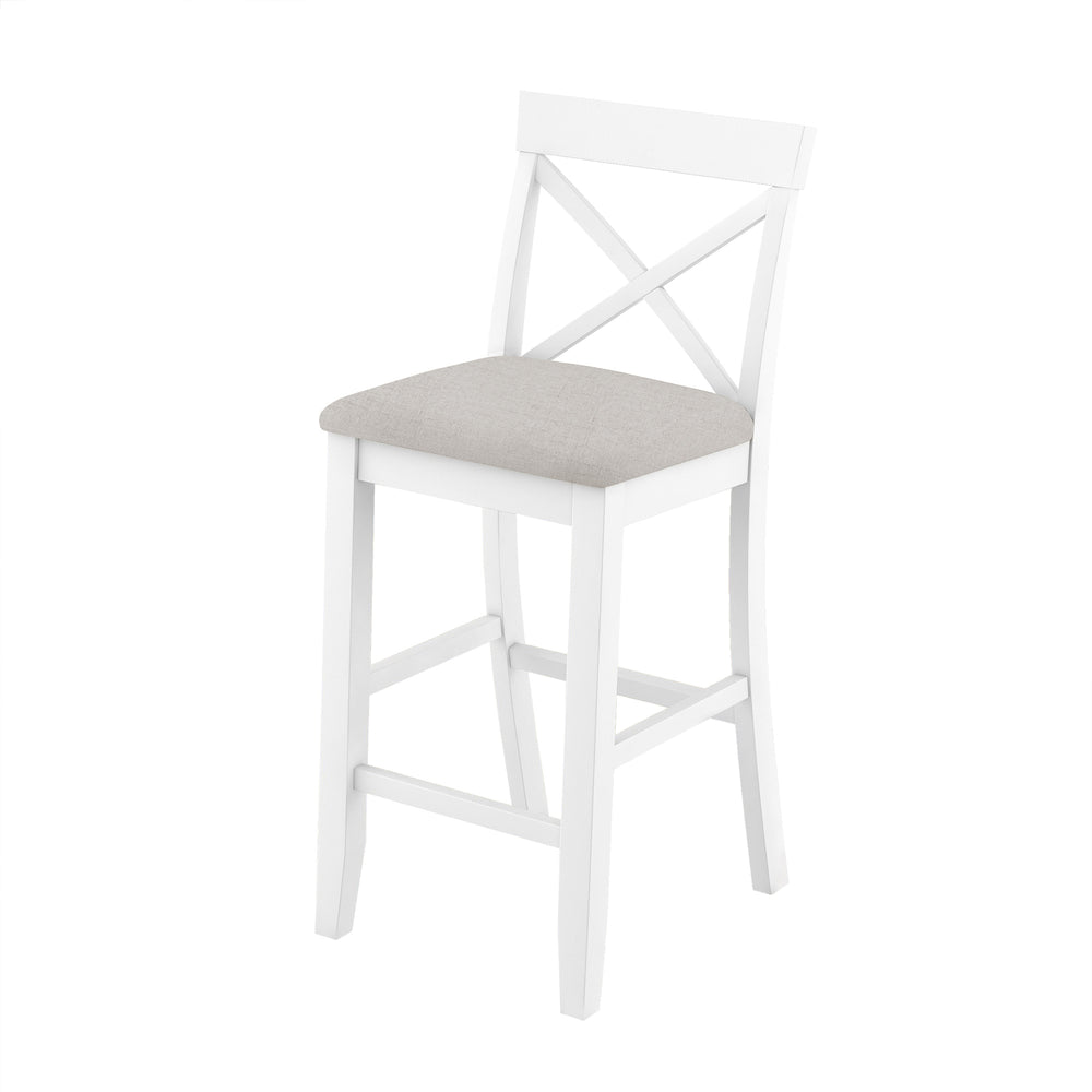 English Elm TOPMAX Farmhouse 48" Rectangular Wood Bar Height Dining Set with 2 Cushioned Stools, Space-Saving Design Beige,Brown+White N717P334716B