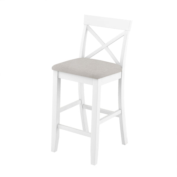 English Elm TOPMAX Farmhouse 48" Rectangular Wood Bar Height Dining Set with 2 Cushioned Stools, Space-Saving Design Beige,Brown+White N717P334716B