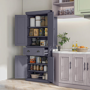English Elm Homcom 72" Tall Kitchen Pantry Cabinet With Adjustable Shelves, Drawer & Classic Navy Blue Finish W2225P249922