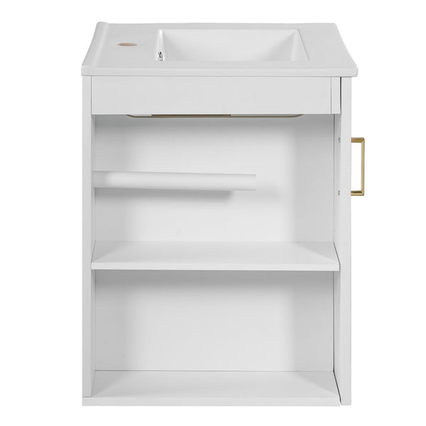 English Elm 20" Floating Bathroom Vanity with Ceramic Sink Soft Close Door and Open Side Shelf N710P332058K