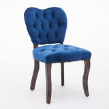 English Elm French Vintage Tufted Upholstered Fabric Dining Chair,Set Of 2,Blue,Sw1869Bl