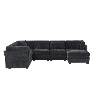 English Elm Christopher Knight Home® - 7-Piece Reversible Modular Corner Sectional In Chic Black Fabric - Versatile Seating For Modern Homes N771P345839_N771P345840_N771P345841_N771P345842H