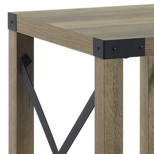 English Elm Abiram Rustic Oak End Table with 40mm Thick Top, X-Slat Farmhouse Shelf, KD Easy Assembly, Durable B2726P265238
