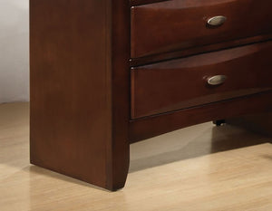English Elm Dark Transitional 5-Drawer Chest in Rich Finish with Nickel Oval Knobs Durable Wood Blend Craftsmanship Cherry 34 L x 19 W x 52 H B2741P372202