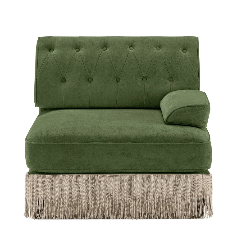English Elm Sofa Rsf Modular Velvet Fleece Sectional with Tufted Back and Tassel Skirt Detail W714P450838