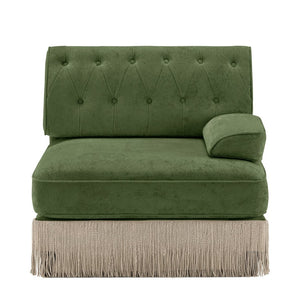 English Elm Sofa Rsf Modular Velvet Fleece Sectional with Tufted Back and Tassel Skirt Detail W714P450838