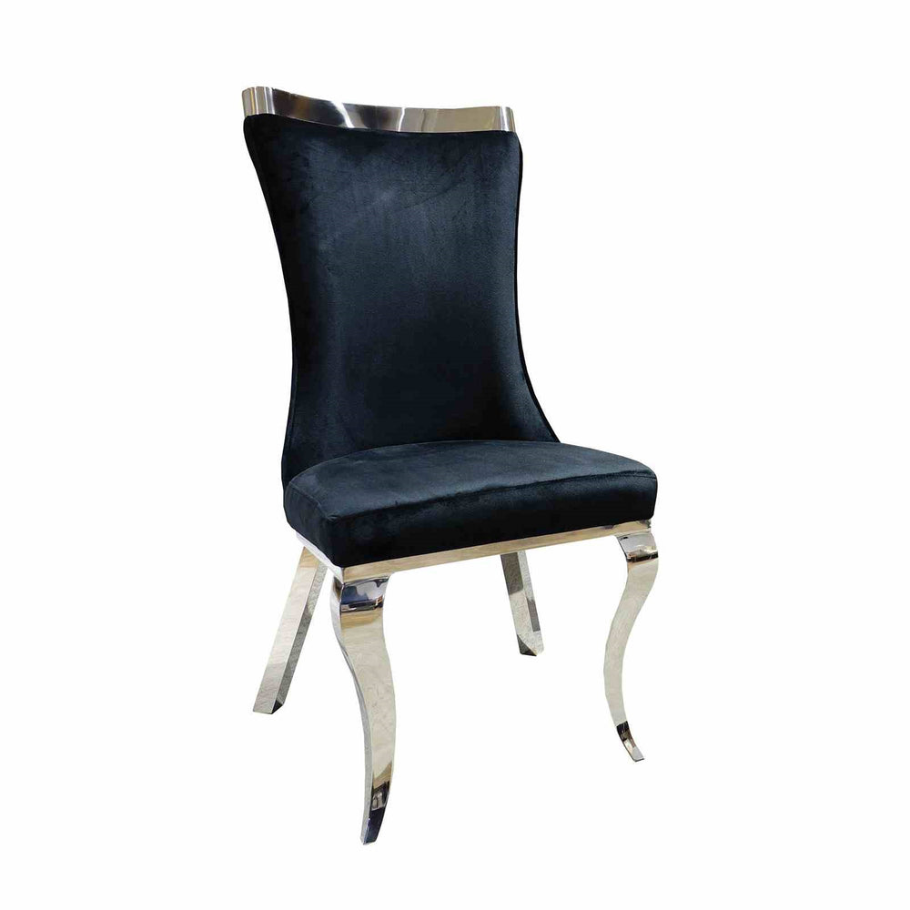 English Elm Glam 2Pc Side Chair Set With Tiger Print Upholstery, Black Finish & Silver Legs For Modern Spaces B2741S00728