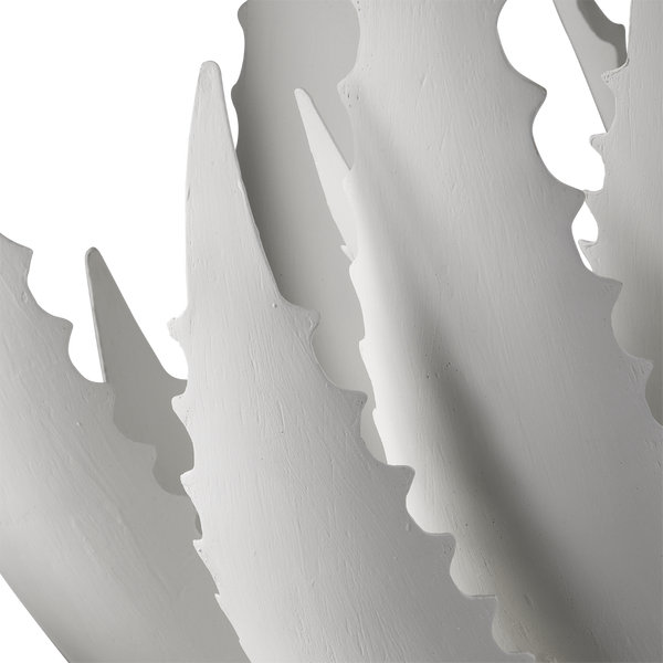 Agave White Console Table - Elegant Wrought Iron Design with Mirrored Top, Nature-Inspired Style