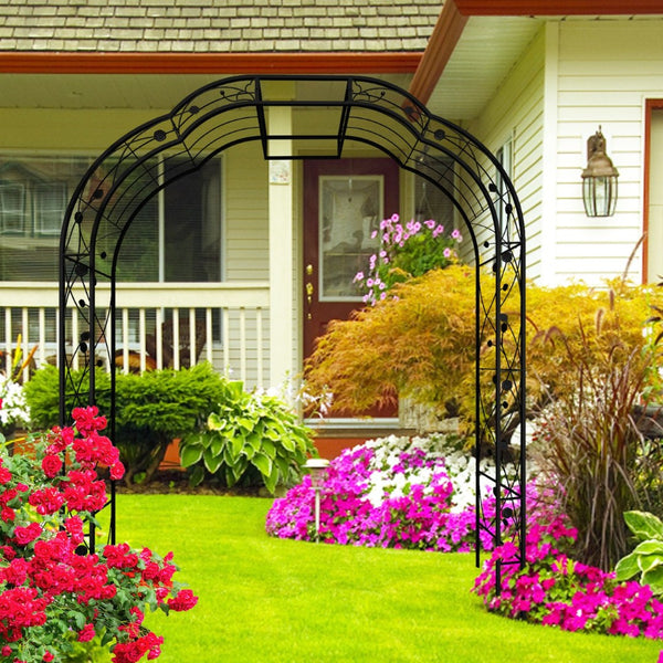 English Elm Metal Garden Arch Powder Coated Steel Trellis for Climbing Roses Outdoor Weddings Black W1586P268772