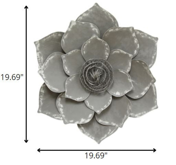 Homeroots 20" Gray Metal Lotus Wall Decor - Charming Transitional Art For A Heartwarming Home Atmosphere  Metal 321104