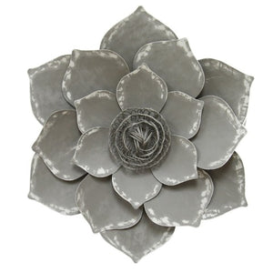 Homeroots 20" Gray Metal Lotus Wall Decor - Charming Transitional Art For A Heartwarming Home Atmosphere  Metal 321104