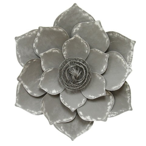 Homeroots 20" Gray Metal Lotus Wall Decor - Charming Transitional Art For A Heartwarming Home Atmosphere  Metal 321104