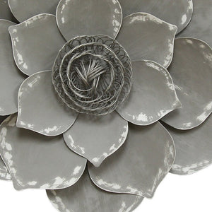 Homeroots 20" Gray Metal Lotus Wall Decor - Charming Transitional Art For A Heartwarming Home Atmosphere  Metal 321104