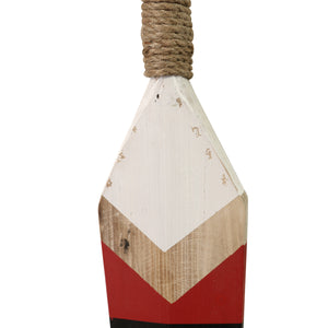 Homeroots 42" Natural And Red Distressed Coastal Wood Oar Wall Decor   321136