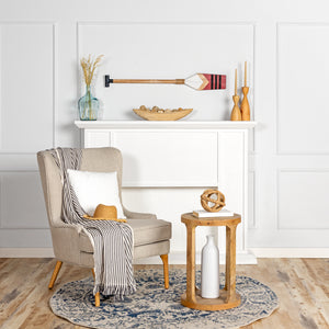 Homeroots 42" Natural And Red Distressed Coastal Wood Oar Wall Decor   321136