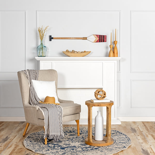 Homeroots 42" Natural And Red Distressed Coastal Wood Oar Wall Decor   321136