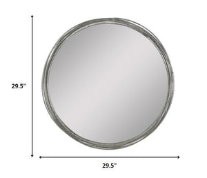 Homeroots 30" Silver Round Framed Accent Mirror  Metal 321171