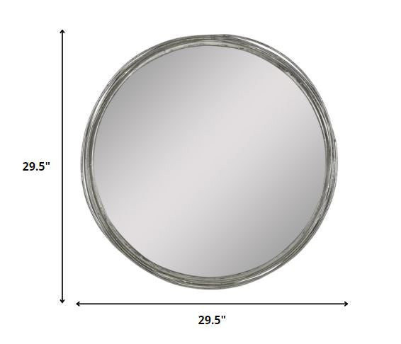 Homeroots 30" Silver Round Framed Accent Mirror  Metal 321171