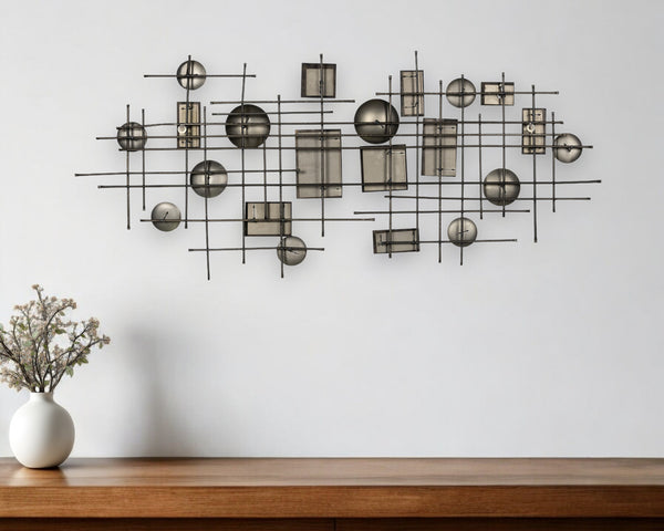 Homeroots 27" Modern Black Metal Novelty Wall Decor - Versatile Design For Home & Office, Eye-catching Accent Piece  Metal 321173